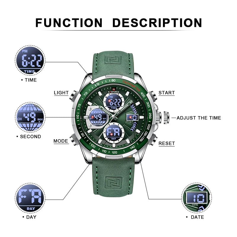 Fashion Military Watches for Men Luxury Original Sports Chronograph Watch ​Waterproof Quartz Clock Digital Wristwatch