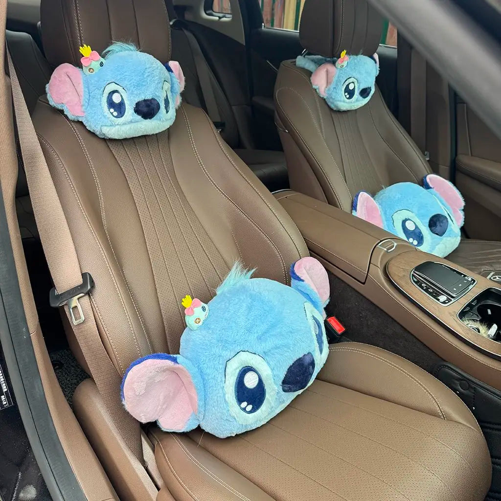 Coussin de nuque pour voiture, appuie-tête, coutures mignonnes, peluche, accessoires de voiture, intérieur…